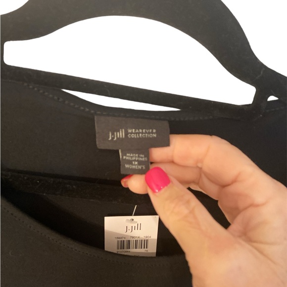 NWT J Jill Wearever Woven Peplum/ruffle Hem 3/4 Sleeve Top Womens 1X Bla… - Picture 7 of 9